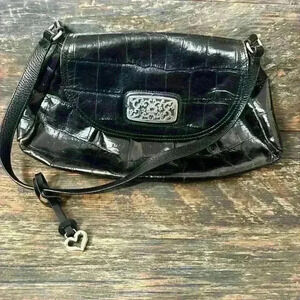 Brighton Black Crocodile Shoulder Bag